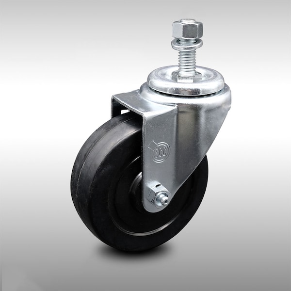 4 Inch SS Soft Rubber Wheel Swivel 1/2 Inch Threaded Stem Caster